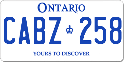 ON license plate CABZ258