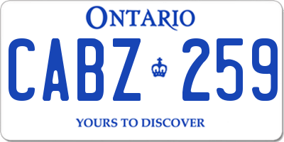 ON license plate CABZ259