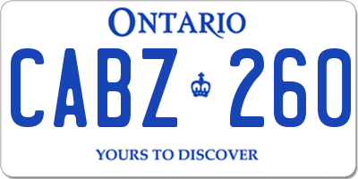 ON license plate CABZ260