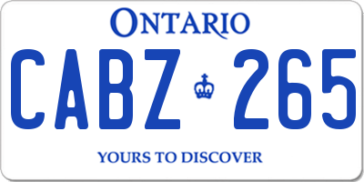 ON license plate CABZ265