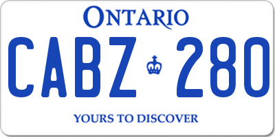 ON license plate CABZ280