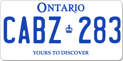 ON license plate CABZ283