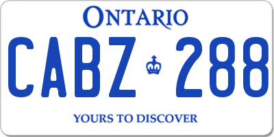 ON license plate CABZ288