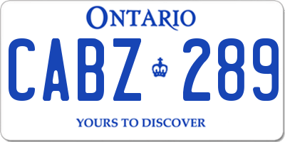 ON license plate CABZ289