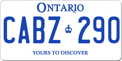 ON license plate CABZ290