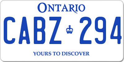 ON license plate CABZ294