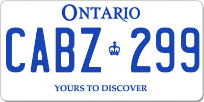 ON license plate CABZ299