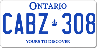 ON license plate CABZ308