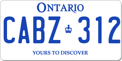 ON license plate CABZ312