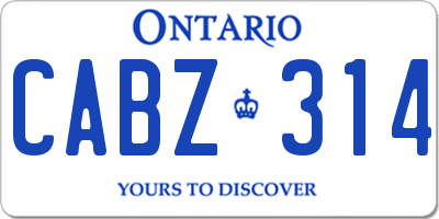 ON license plate CABZ314