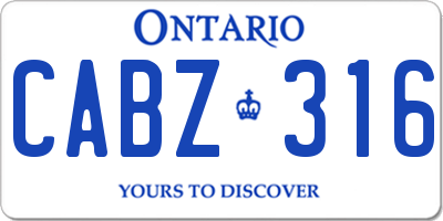 ON license plate CABZ316