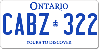 ON license plate CABZ322