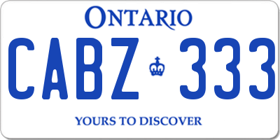 ON license plate CABZ333