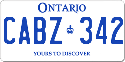 ON license plate CABZ342