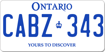 ON license plate CABZ343