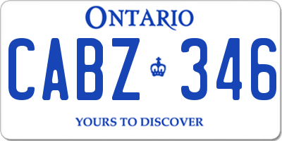 ON license plate CABZ346