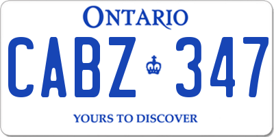 ON license plate CABZ347