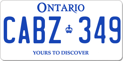 ON license plate CABZ349