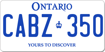 ON license plate CABZ350