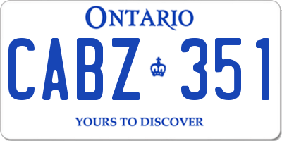 ON license plate CABZ351