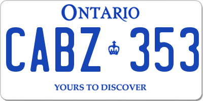 ON license plate CABZ353