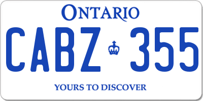 ON license plate CABZ355