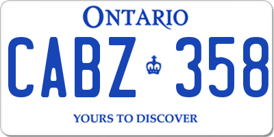 ON license plate CABZ358