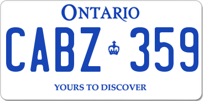 ON license plate CABZ359