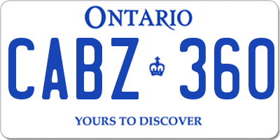 ON license plate CABZ360