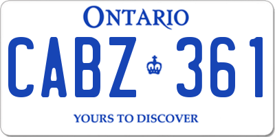 ON license plate CABZ361