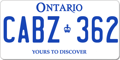 ON license plate CABZ362