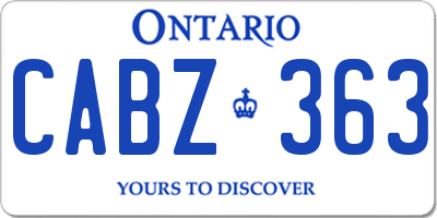 ON license plate CABZ363