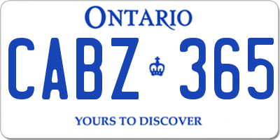 ON license plate CABZ365