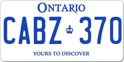 ON license plate CABZ370