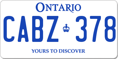 ON license plate CABZ378