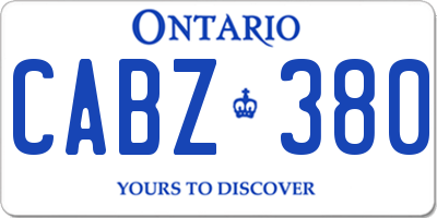 ON license plate CABZ380