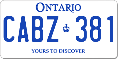 ON license plate CABZ381