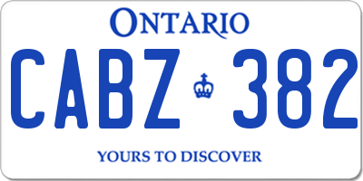 ON license plate CABZ382