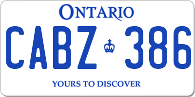 ON license plate CABZ386