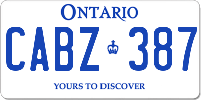 ON license plate CABZ387