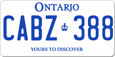 ON license plate CABZ388