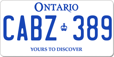 ON license plate CABZ389