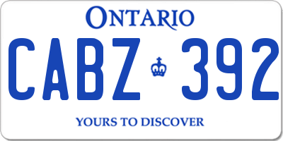 ON license plate CABZ392