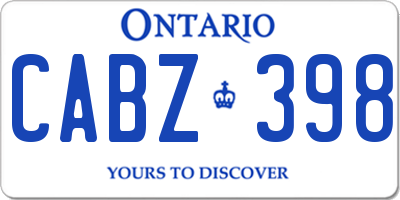 ON license plate CABZ398