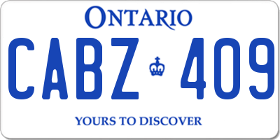 ON license plate CABZ409