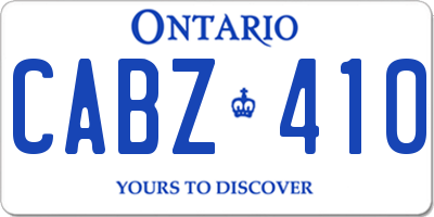 ON license plate CABZ410