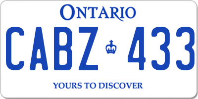 ON license plate CABZ433