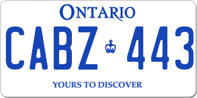 ON license plate CABZ443