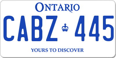 ON license plate CABZ445