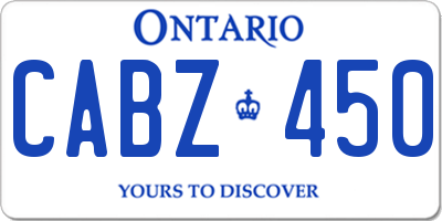 ON license plate CABZ450